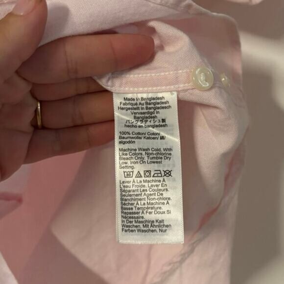 NWOT J.Crew Slim Short Sleeve Broken In Organic Oxford Shirt In Pink Size Large - Picture 4 of 5